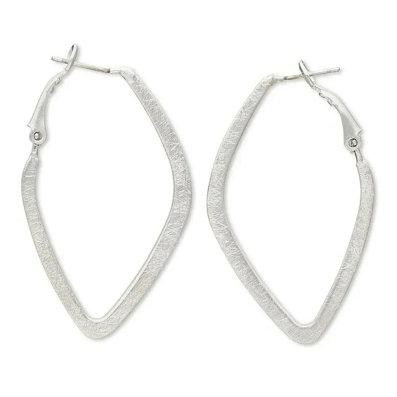 Fashion Jewelry Jewelry - Elegant Silver Brushed Steel Diamond Shaped Kite Filigree Cutout Earrings